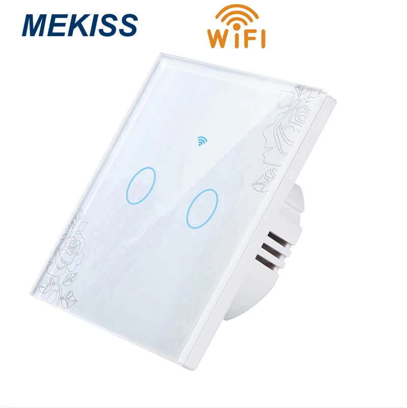 

WIFI Touch switch Smart home network connection mobile APP remote control support alexa voice EU AC110V220V 2gang light switch