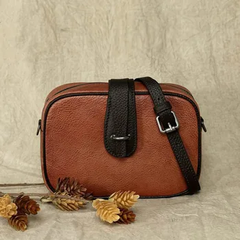 

Johnature 2020 New First Layer Cow Leather Women Bag Retro Solid Color Small Shoulder Bags Fashion All-match Messenger Bag