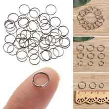 50 pçs edc aço inoxidável chaveiro anel ganchos 8/10/12mm círculo anel chave laço bagagem tag parafuso bloqueio diy pingente ferramentas de acampamento