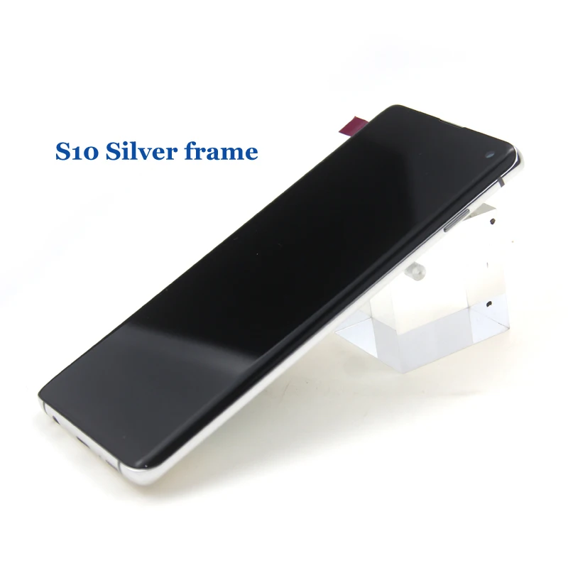 s10 Silver Frame Amoled ЖК-дисплей для SAMSUNG Galaxy S10 G9730 S10 PLUS SM-G9750 G975F сенсорный экран дигитайзер Замена - Цвет: s10 Silver Frame
