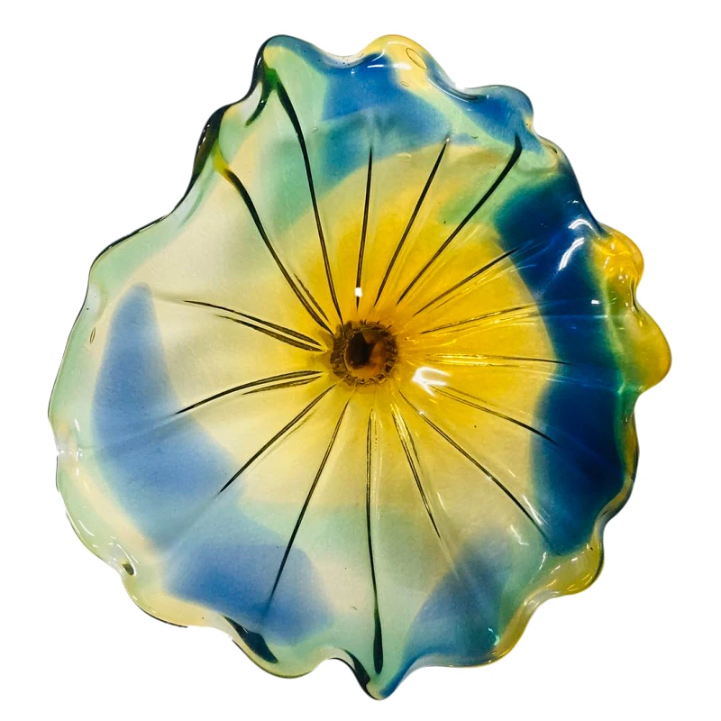 A4871-Hand Blown Platter Murano Glass Red Clear Plates Home Wall Decoration 6