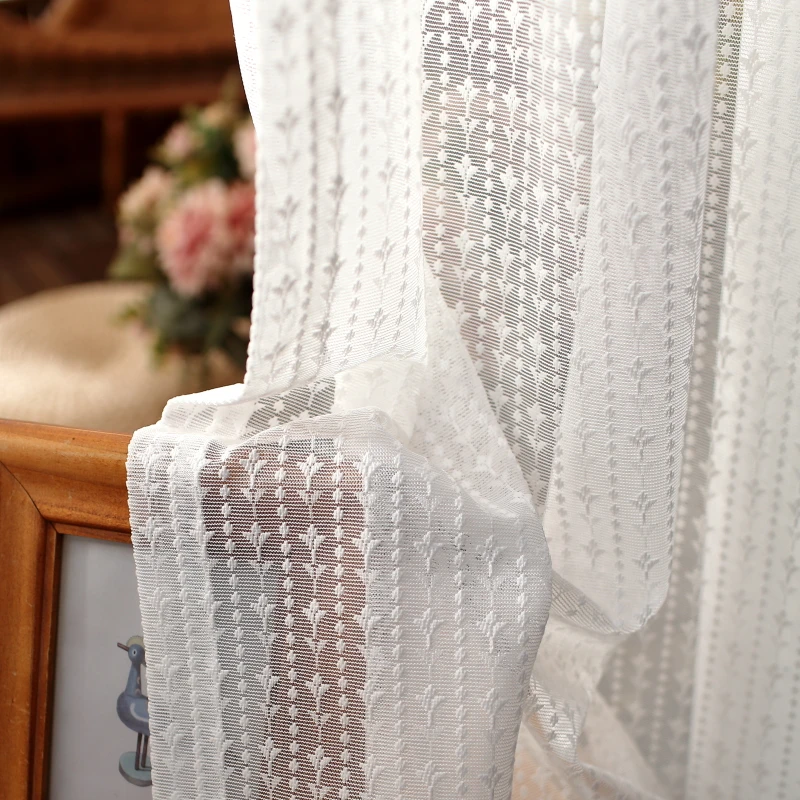 Korean White Embroidered Voile Curtains For Bedroom Window Curtain Living Room Sheer tulle Blinds Custom Made Drapes | Дом и сад