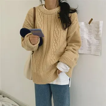 

Alien Kitty 2019 Cute Twisted Gentle Mohair Thick Winter Women Loose Chic Brief Pullovers High Waist All Match Knitted Sweaters