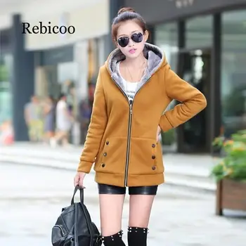 

2019 autumn and winter women's large size 7 color jacket casual warm jacket wool coat hooded hooded shirt streetwear