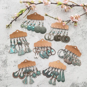 

Multiple Bundle Earrings Sets for Women Female Fashion 2020 Gorgeous Aged Boho Ethnic Dangle Drop Earrings Jewelry Accessories