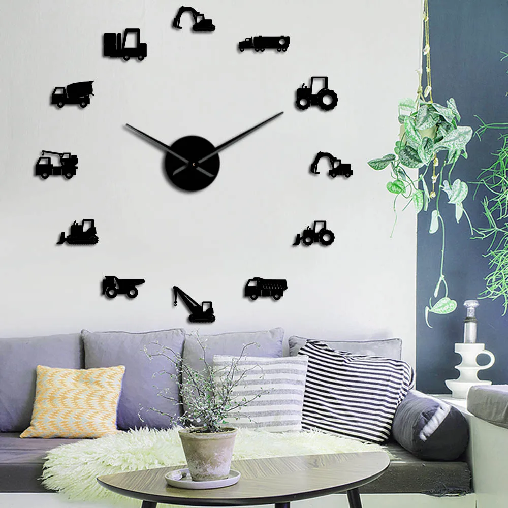 

Excavator Modern DIY Giant Wall Clock Heavy Equipment Architecture Operator Machine Construction Office Art Work Vehicles Watch