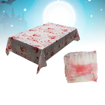 

2pcs Party Props Scared Bloody Handprint Practical Tablecloth Table Cover Gauze for Halloween Haunted House