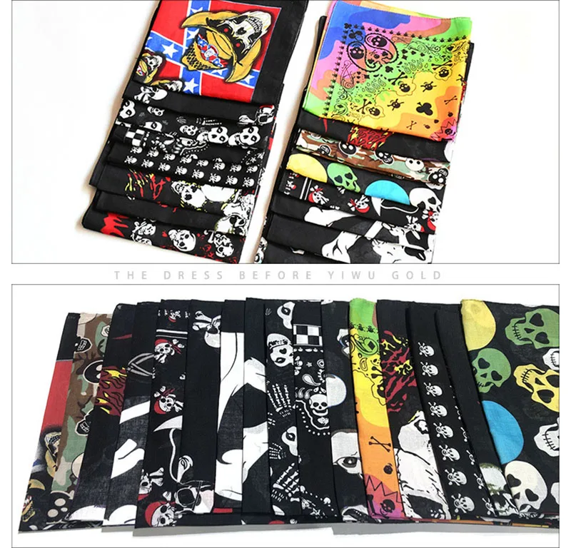 mens scarf for summer Men's Skull Bandana Male Hip Hop Cotton Square Scarf Sports Cool Headscarf Women Shade Wicking Hair Accessories Street Hijab F13 mens grey scarf