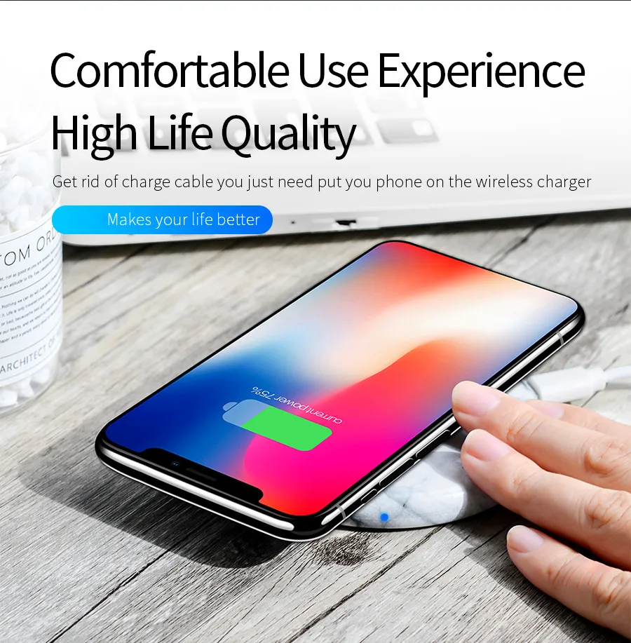 Беспроводное зарядное устройство для iPhone X 8 Plus 10 Вт Qi быстрая Беспроводная зарядная Панель Беспроводное зарядное устройство для Samsung Galaxy S8 S7 Edge Note8
