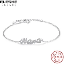 ELESHE, новинка, модное ювелирное изделие, настоящее 925 пробы, серебро, кристалл, мать, мама, подвеска с надписью мама, браслеты для женщин, подарок на день матери