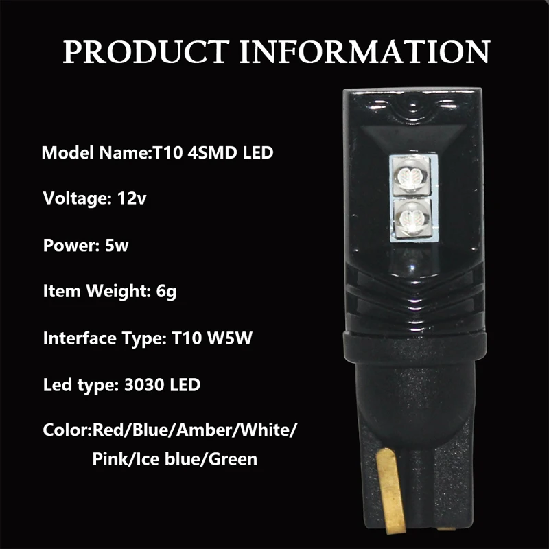 1 шт. T10 W5W CANBUS 194 501 led 3030 4SMD автомобильное Внутреннее освещение подсветка приборов