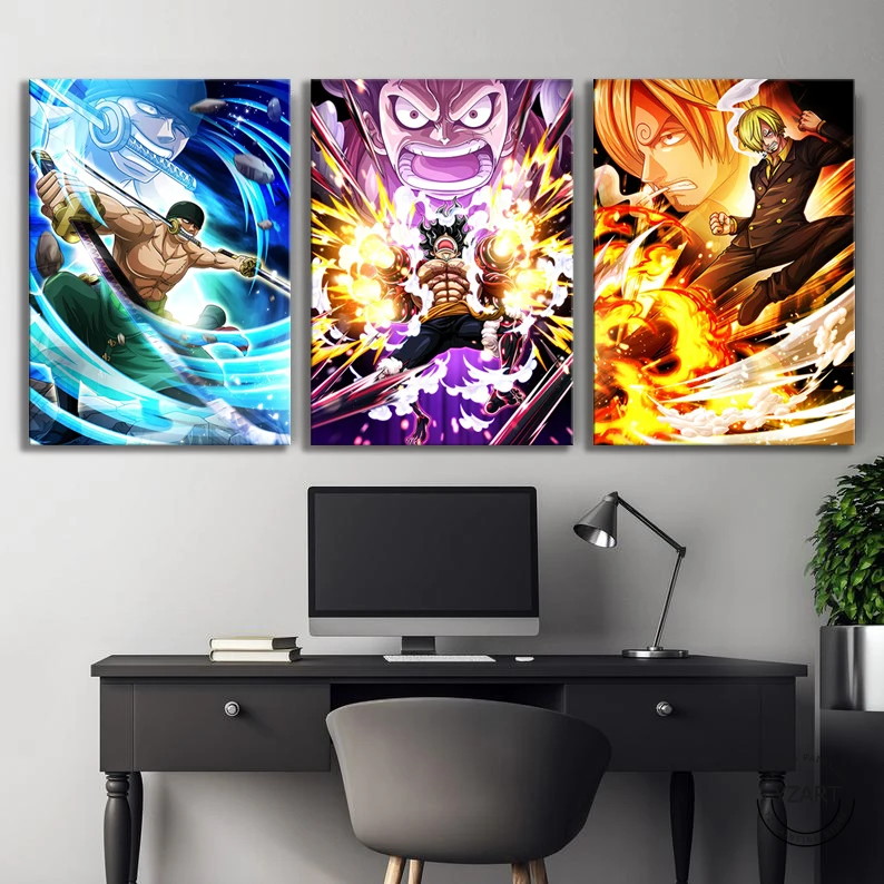 HD Canvas Print ONE PIECE Anime Poster Sanji/zoro/sanji One Piece Straw Hat Pirate Picture Artwork Paintings Wall Art | Дом и сад