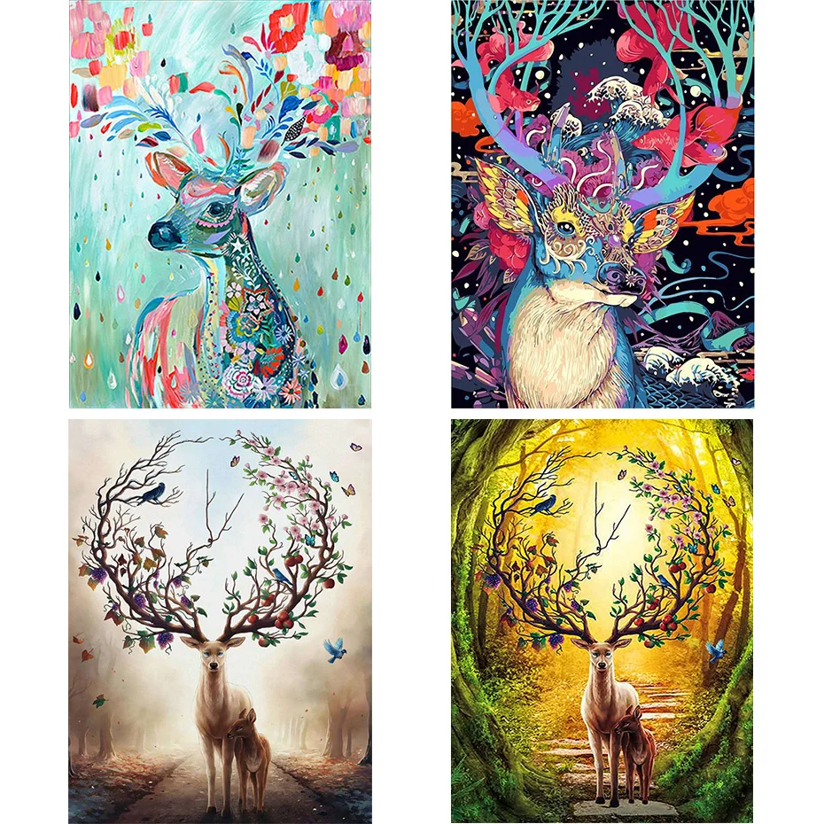 

tapb Animal Deer Oil Painting Paints By Numbers Acrylic Paint Drawing On Canvas Wall HandPainted Home Decor