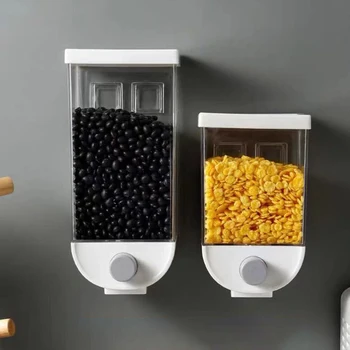 

Wall Mounted Transparent Grains Storage Tank Organizer Box Nuts Candy Seal Food Cereal Bean Space-saving Organizer