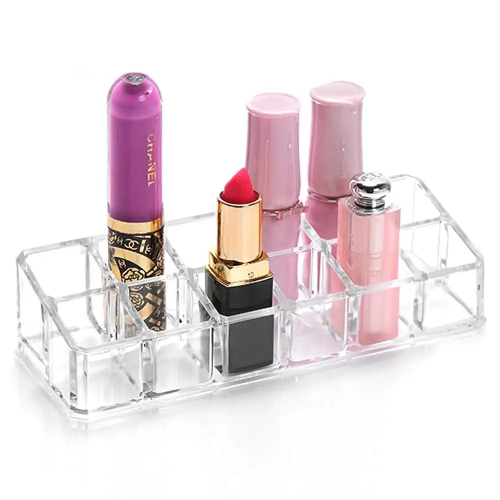 

Cosmetic Makeup Organizer 12 Grids Transparent Lipstick Holder Clear Acrylic Display Stand Sundry Storage Box