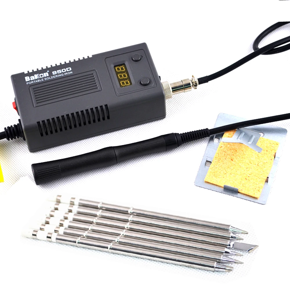 BAKON 950D 110V/220V 75W Mini Portable soldering iron Digital BGA Soldering Station with T13-I Tip FOR FX-951/936+Solder wire