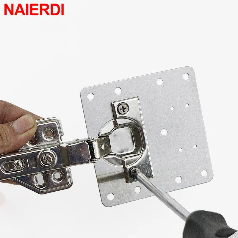 NAIERDI 1/2/4/8PCS Hinge Repair Plate Resistant Stainless Steel Furniture Mounted Plate Cabinet Door Hinges Repair Mount Tool hinge repair plate