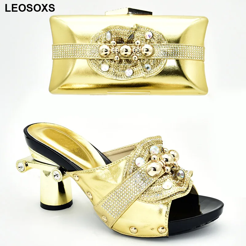 

New Arrival Italian Designer Shoes and Bags Matching Set Decorated with Rhinestone Women Shoes and Bag Set In Italy Party Pumps