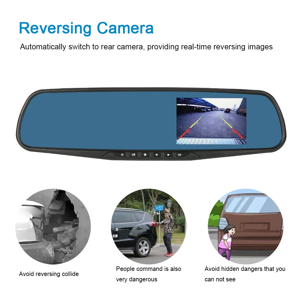 

KKmoon 4Inch 1080P FHD Dual Lens Car DVR Rear View Dash Cam Video Camera Recorder