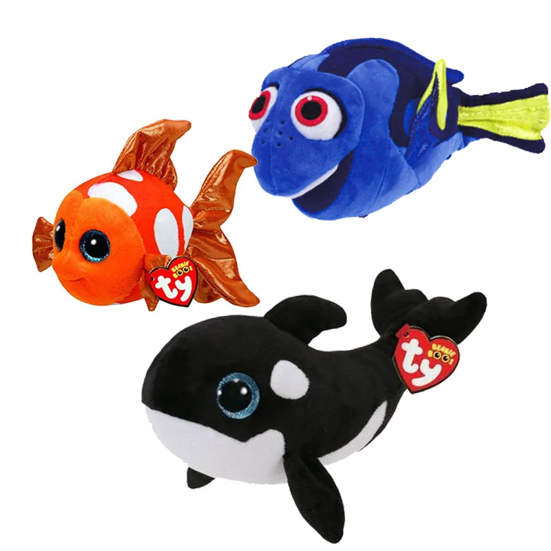 15CM Ty Beanie Boos Big Eyes Stuffed Animal Plush Fish Series Whale Goldfish  Shark Swordfish Doll Clown Fish Child Birthday Gift|Stuffed & Plush  Animals| - AliExpress