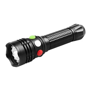 

Rechargeable LED flashlight red white yellow three light source railway semaphore lamp IP65 waterproof torch light