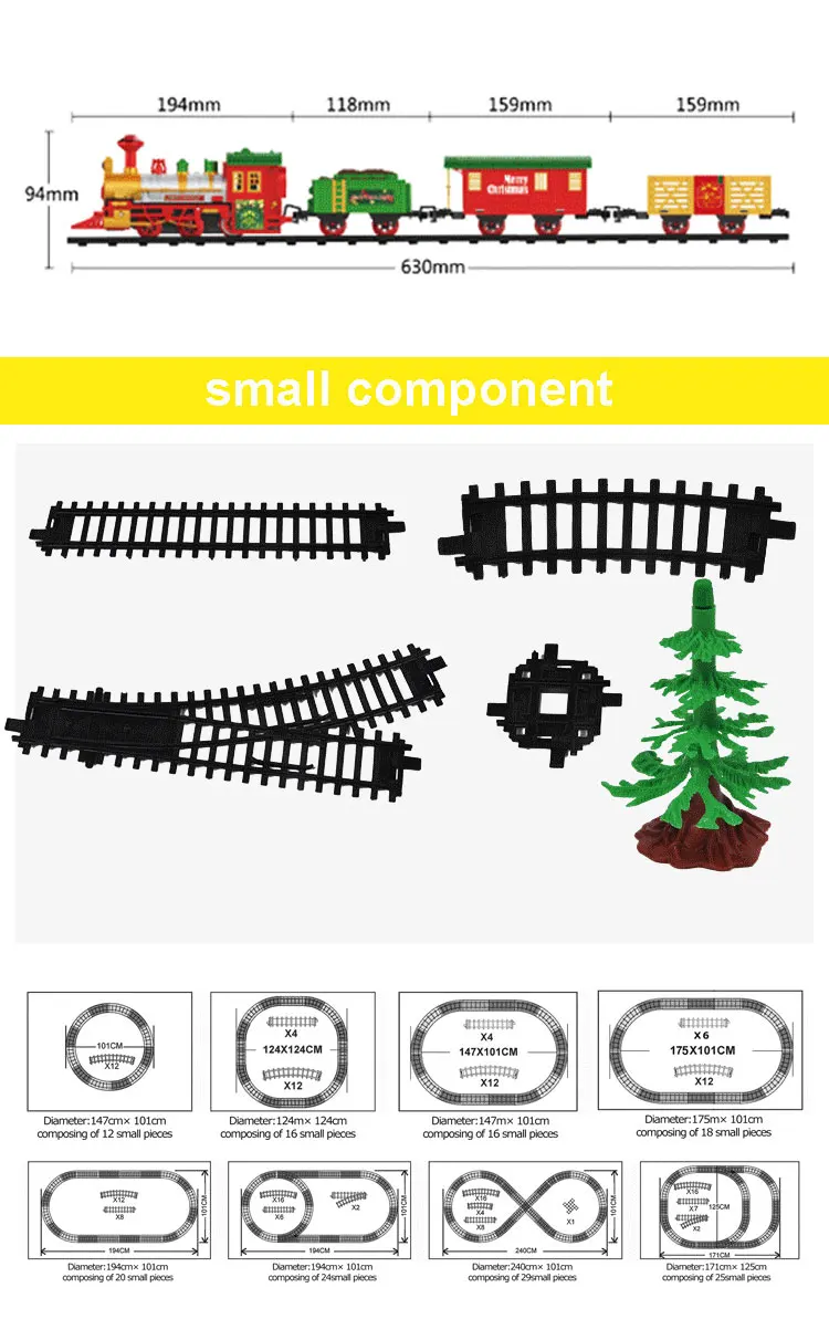 RC электрический поезд Рождественская игрушка модель железнодорожной железной дороги набор дистанционного управления игрушечные поезда электрические рождественские поезда для детей Подарки