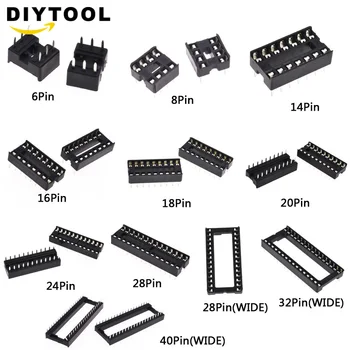 

10PCS/20PCS DIP IC Sockets Adaptor Solder Type Socket Kit 6 8 14 16 18 20 24 28 32 40 pins New