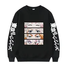 Anime tóquio revengers mikey manjiro sano tóquio manji draken olhos impressão pulôver manga gráfico pullovers moletom