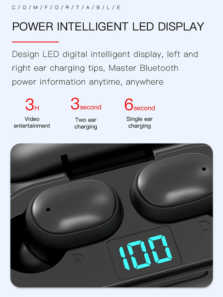 H6 TWS наушники для Redmi Airdots светодиодный дисплей беспроводные наушники Bluetooth V5.0 наушники с микрофоном для iOS и Android PK A6S E6S A6X