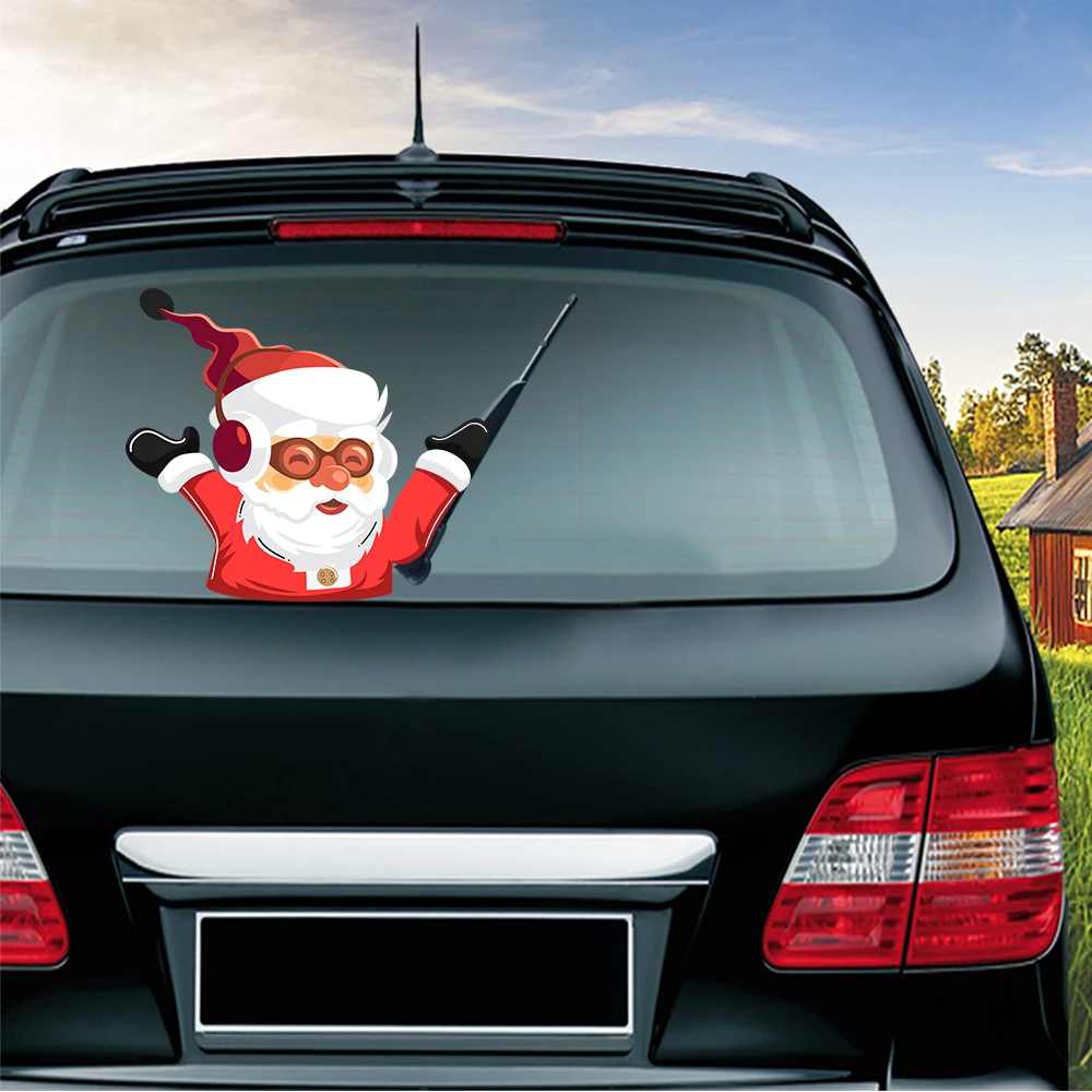Санта-Клаус Снеговик и Лось рождественские праздничные автомобильные мультипликационные наклейки развевающиеся руки забавное автомобильное заднее лобовое развевающиеся наклейки стеклоочистителя автомобиля Стайлинг - Название цвета: Dancing Santa Claus