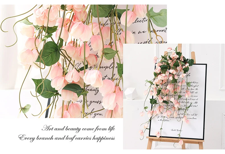 JAROWN Artificial Fake Flower Lantern Flower Vine Wedding Ceiling DIY Bouquet Decorative Home Hanging Decoration (29)