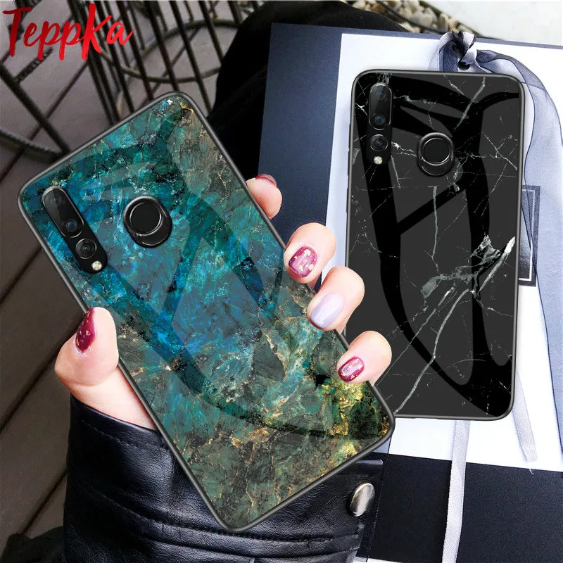 Чехол из закаленного стекла с мраморным узором для Honor 9X Премиум чехол телефона