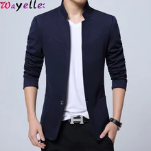 Мужские блейзеры, куртки, с воротником-стойкой, мужские костюмы, приталеные блейзеры, деловые повседневные мужские блейзеры, черная куртка для мужчин, большие размеры 5XL