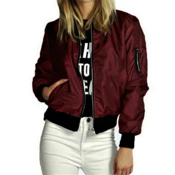 

Bomber Jacket New Fashion Women Solid Color Slim Biker Motorcycle Soft Zipper Short Coat Jacket Overcoat Female Dropship L#3