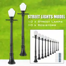 10 шт. модели железнодорожного Досуг фонарный столб лампы Уличные светильники O масштаб светодиодов 3V