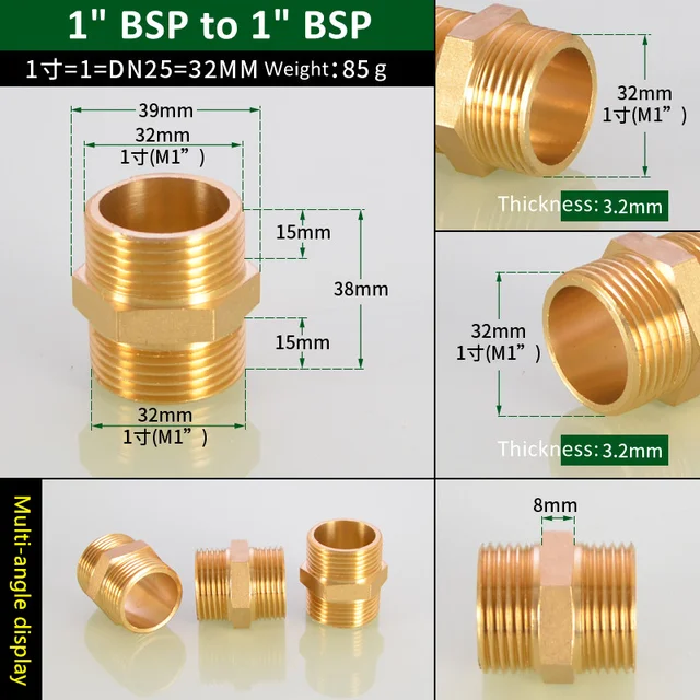 Winmien Brass Hex Nipple Fitting – 1/2" NPT Male Threaded Connector - View #4