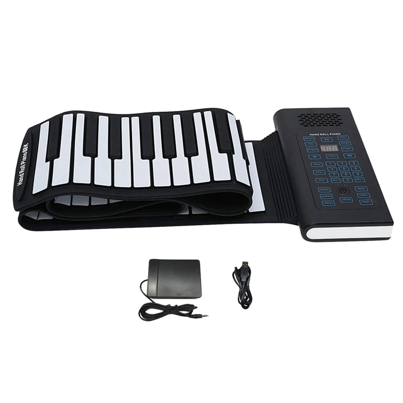 

Roll Up Piano 61Keys Rechargeable Electric Keyboard Premium Grade Siliconeand Upgraded Built-In Amplifying Speakers And Battery-