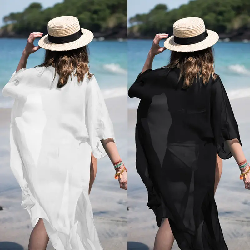 

Summer Women Sexy Chiffon Beach Dress Bikini Cover Up Bathing Suit Tunics Kaftan Sarongs Robe Swimsuit