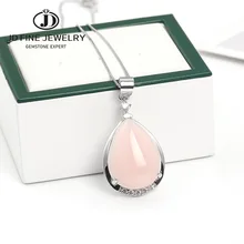 JD 1 шт. форма капли воды натуральный розовый кристалл кварца камень кулон 925 Серебро DIY Fit Ожерелья для ювелирных изделий