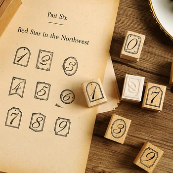 

Madifier 10pcs/set Vintage number label stamp DIY wooden rubber stamps for scrapbooking stationery scrapbooking standard stamp