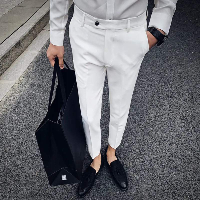 Suit pants new men's slim feet England nine pants men's wild color suit pants men's fashion business casual feet 9 points pants