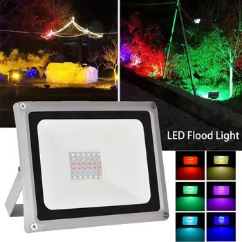 

30W 220V RGB Flood Light LED Spotlight Outdoor RGB Floodlights Reflector Projector Lamp With Color Remote Controller Lamps Light