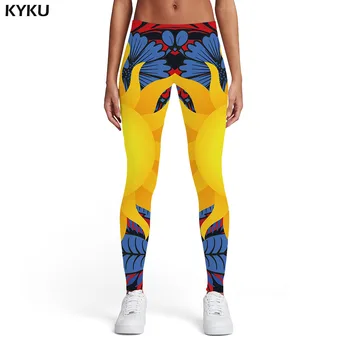 

KYKU Flower Leggings Women Flame Ladies Colorful Sexy Harajuku Leggins Gothic Spandex Womens Leggings Pants Jeggings Jeggins