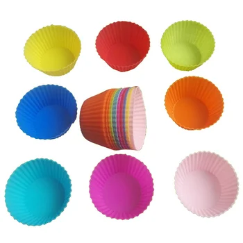 

Silicone Baking Cups, Reusable Cupcake Liners Non-stick Muffin Cups Cake Molds Cupcake Holder, 12 Packs Round Shape