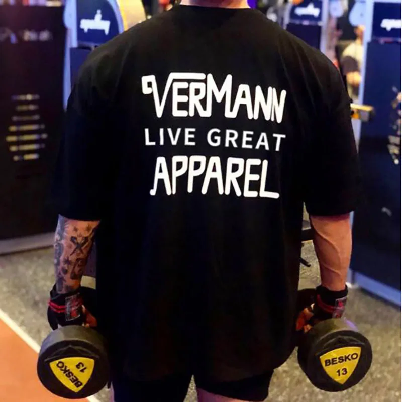 Хит 2018 Мужская футболка хлопок круглый ворот для занятий спортом фитнес сильная