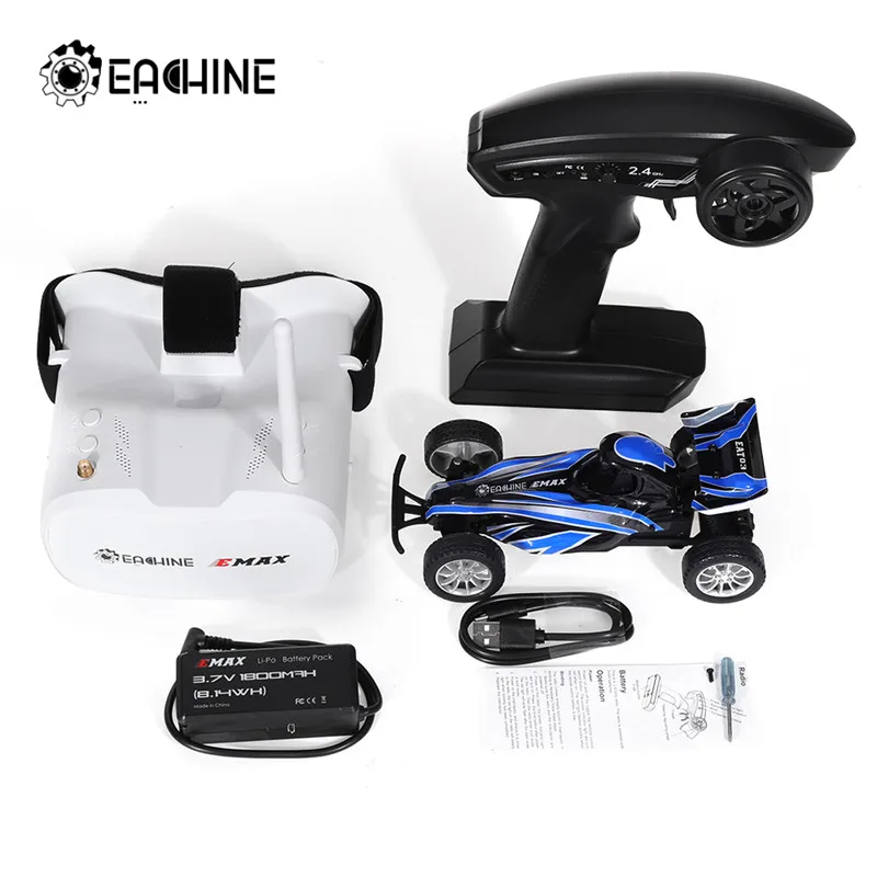 Eachine EMAX EAT03 2,4G Электрический синий FPV Радиоуправляемый автомобиль для перехватчика полный пропорциональный пульт дистанционного управления RTR модель игрушки w/очки