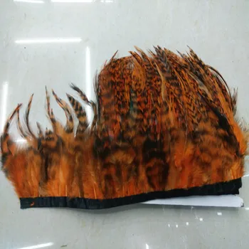 

Wholesale 10 Meters Orange Rooster Feathers Ribbon 10-15 cm/4-6 inches For DIY Jewelry Clothing Stage Performances Decoration