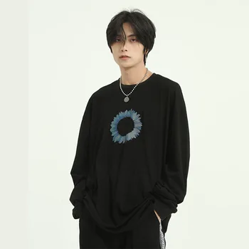 

Male Women Streetwear Hip Hop Loose Tees Shirts Couple Print Tshirt Men Long Sleeve Cotton T-shirt