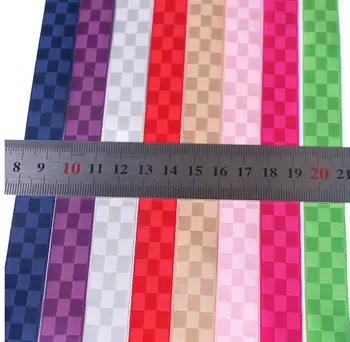 

HQ 9mm-38mm 100Yard/set Checkered satin ribbon household Wholesale Gift flowers packaging cap wedding party decoration ribbons