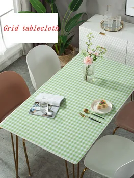 

Japanese Korean Grid tablecloth PVC Waterproof Thermal Insulation Soft Glass Table Mat plastic party wedding table deco cover